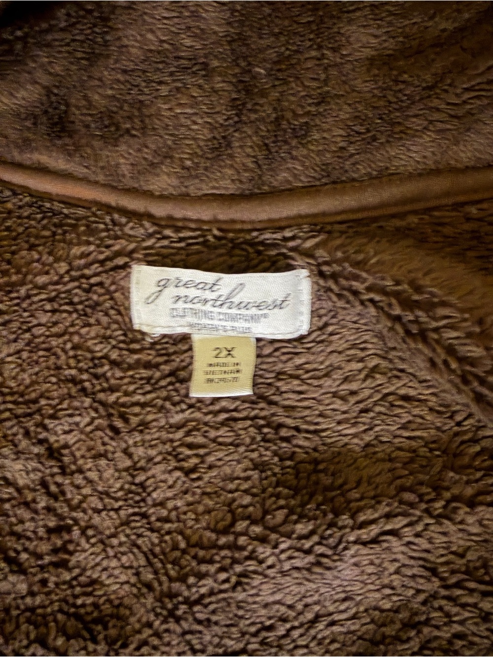 Great Northwest 2X Fuzzy Sherpa Jacket Brown No Zipper Pull Extra Pockets - Picture 6 of 10